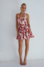 A-Line/Princess Halter Neck Sleeveless Backless Short-Mini Homecoming Dress