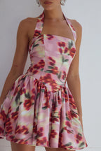 A-Line/Princess Halter Neck Sleeveless Backless Short-Mini Homecoming Dress
