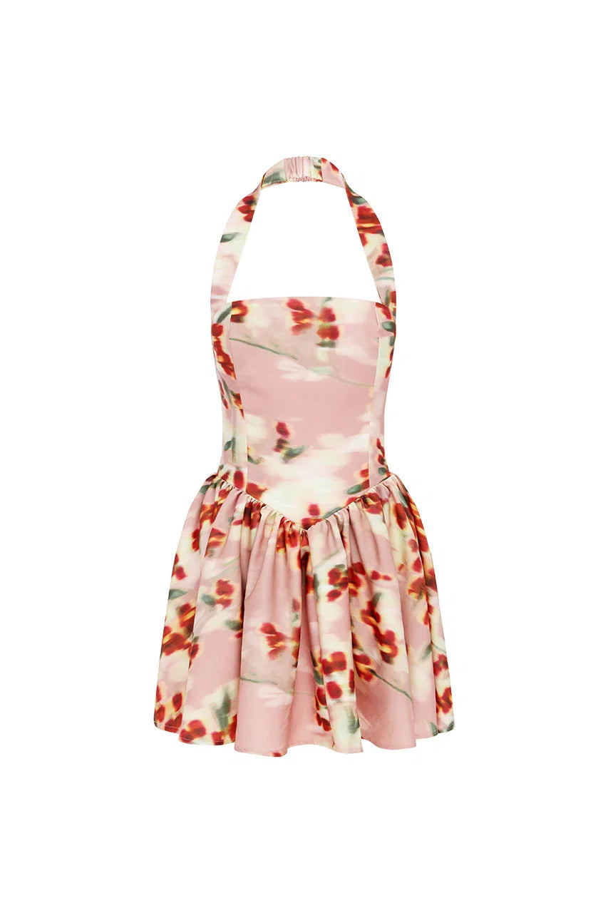 A-Line/Princess Halter Neck Sleeveless Backless Short-Mini Homecoming Dress