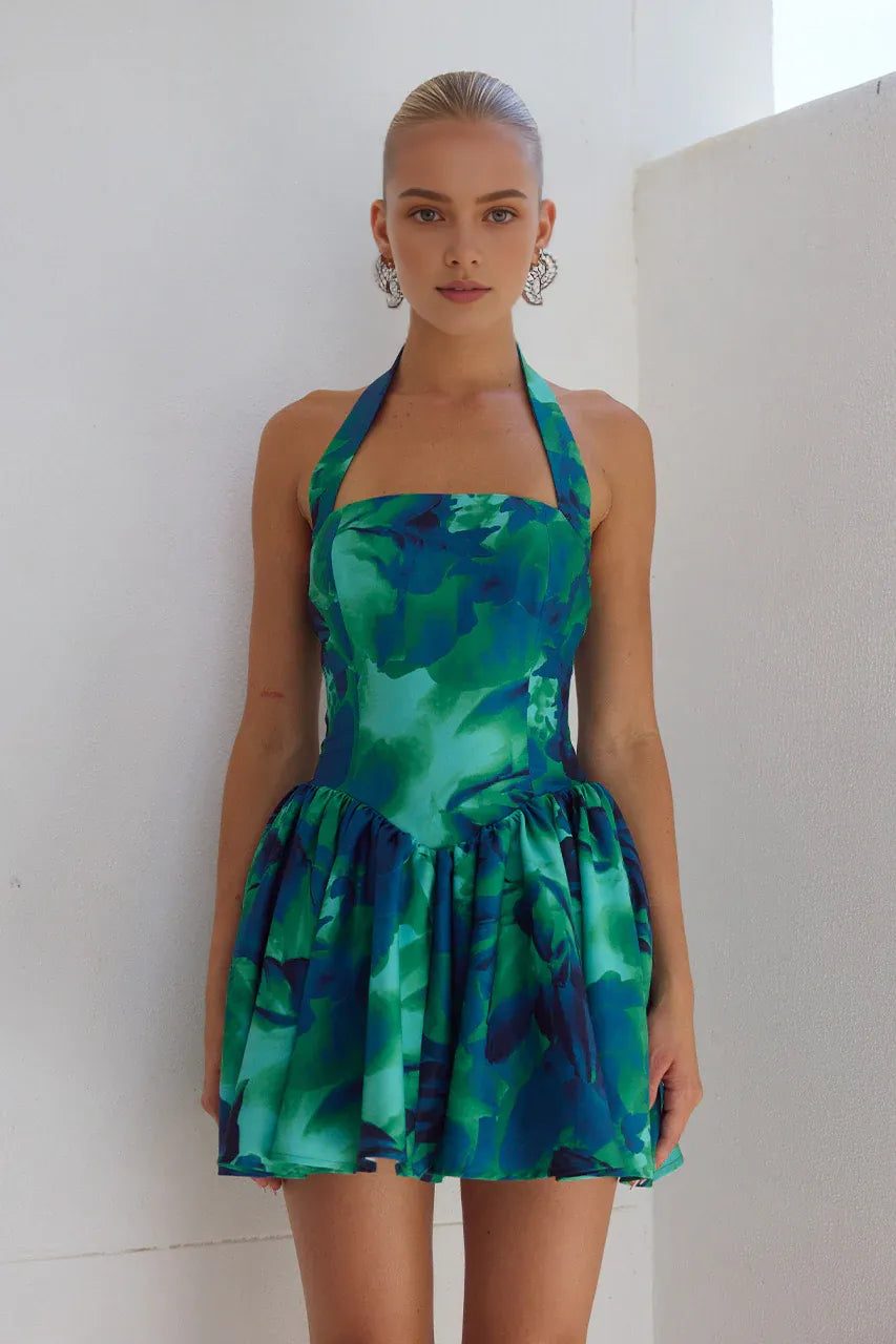 A-Line/Princess Halter Neck Sleeveless Backless Short-Mini Homecoming Dress