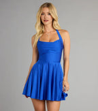 A-Line/Princess Halter Neck Sleeveless Backless Short-Mini Homecoming Dresses