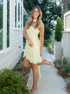 A-Line/Princess Strapless Sleeveless Zipper Up Short-Mini Homecoming Dress