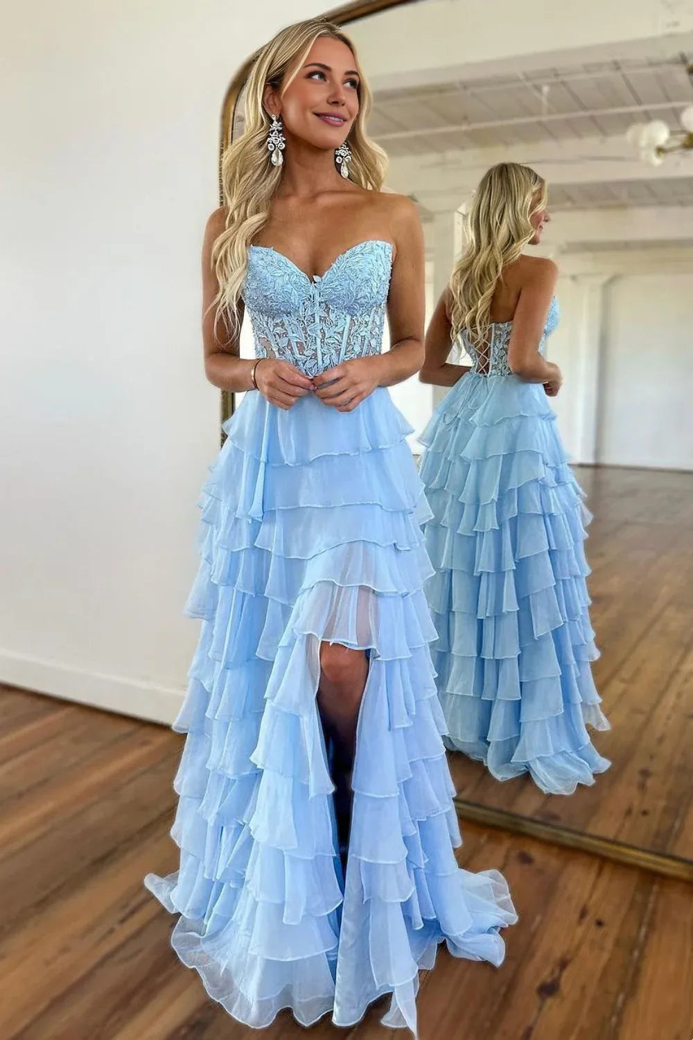 A-Line/Princess Sweetheart Sleeveless Criss Cross Back Floor-Length Prom Dress