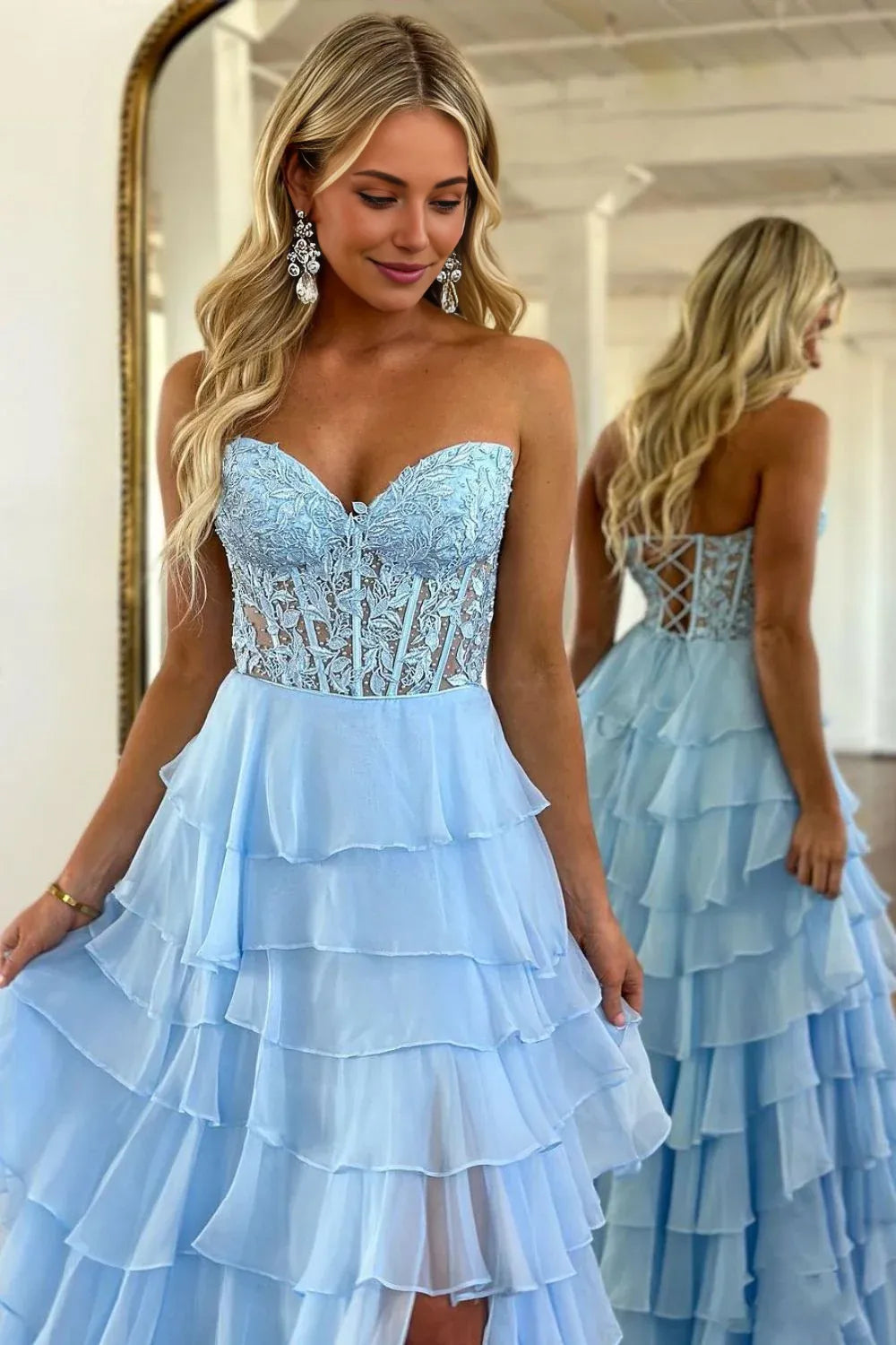 A-Line/Princess Sweetheart Sleeveless Criss Cross Back Floor-Length Prom Dress