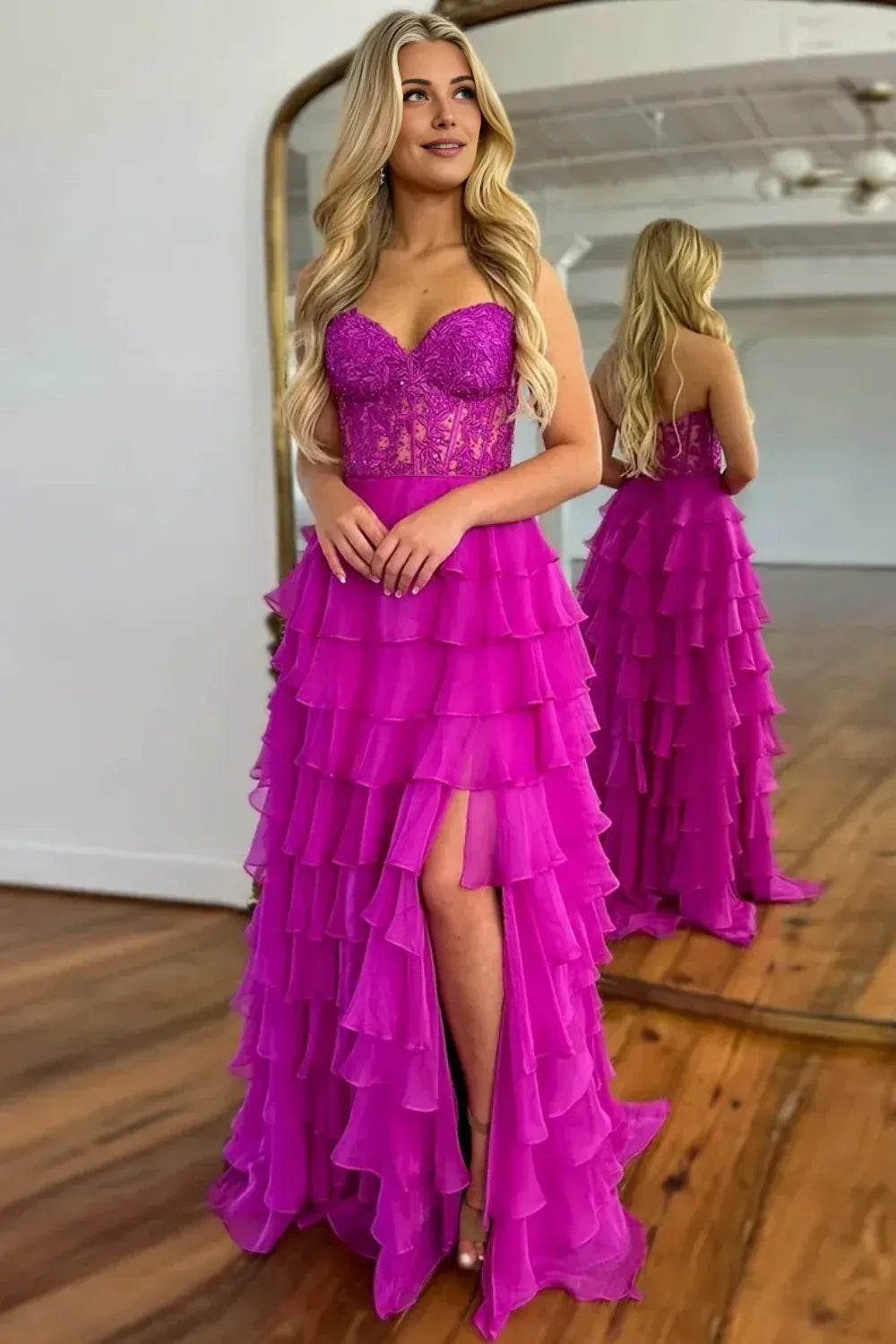 A-Line/Princess Sweetheart Sleeveless Criss Cross Back Floor-Length Prom Dress