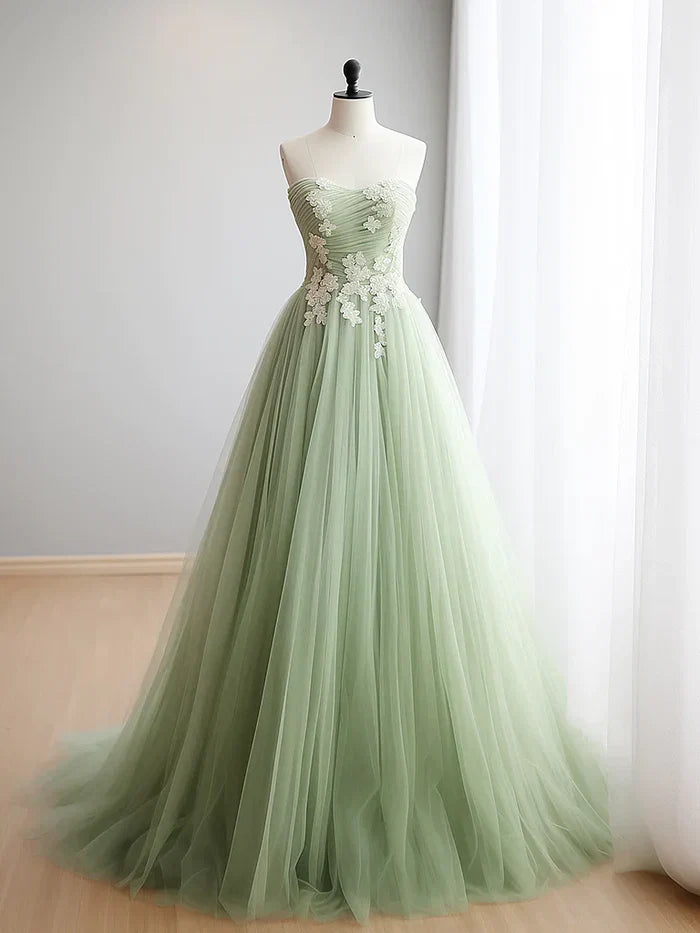 A-Line/Princess Sweetheart Sleeveless Up Sweep/Brush Train Party Dresses