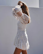 A-Line/Princess V Neck Long Sleeve Backless Short-Mini Cocktail Dresses