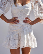 A-Line/Princess V Neck Long Sleeve Backless Short-Mini Cocktail Dresses
