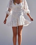 A-Line/Princess V Neck Long Sleeve Backless Short-Mini Cocktail Dresses