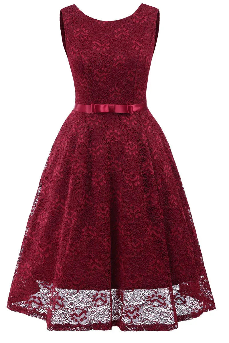 Champagne Lace Homecoming Dress With Satin Bow Belt For Homecoming Shoppers Elegant A Line Round Neck Short