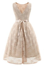 Champagne Lace Homecoming Dress With Satin Bow Belt For Homecoming Shoppers Elegant A Line Round Neck Short