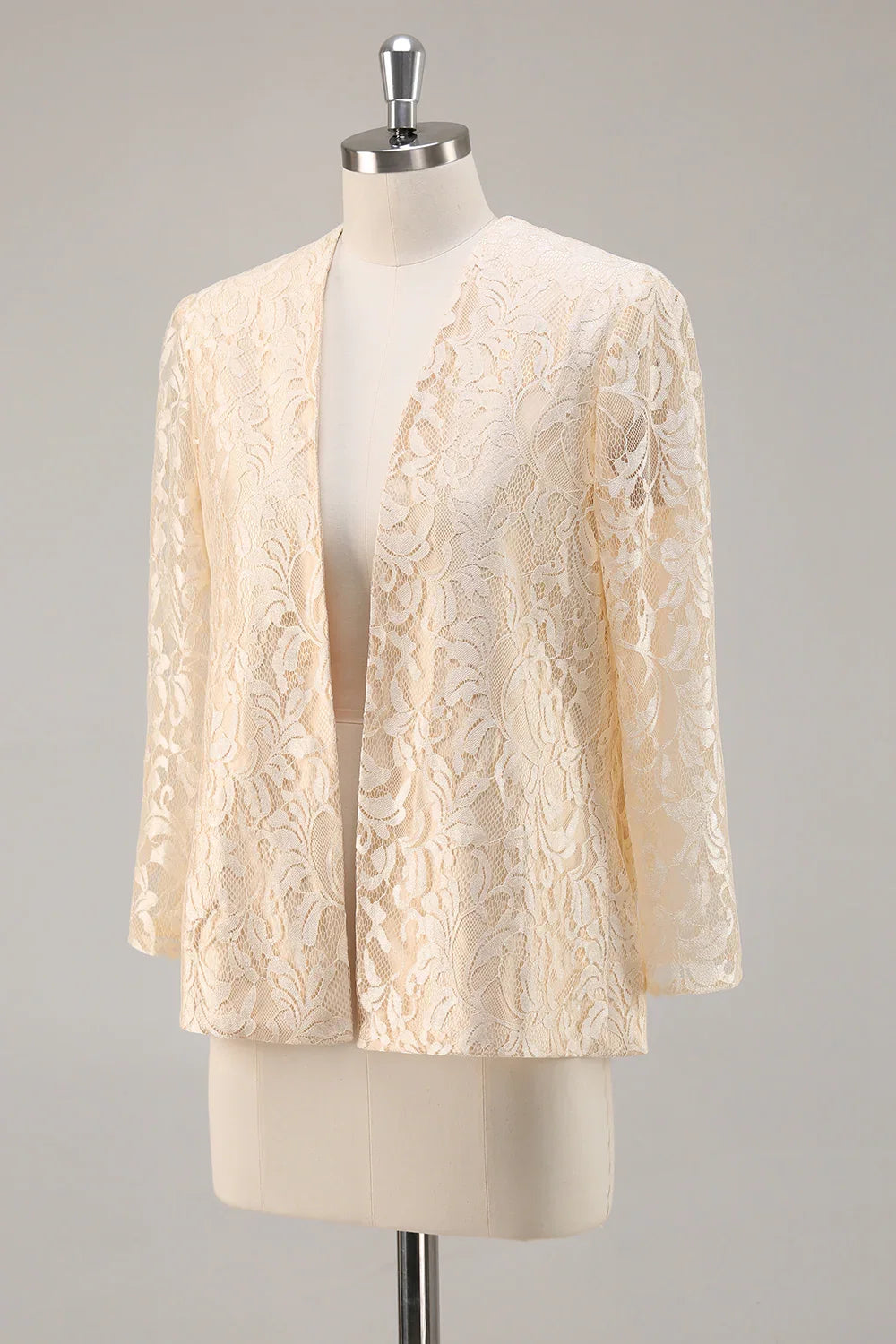 A-Line Scoop Neck Long Sleeve Zipper Up Floor-Length Mother of the Bride Dress