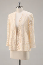 A-Line Scoop Neck Long Sleeve Zipper Up Floor-Length Mother of the Bride Dress