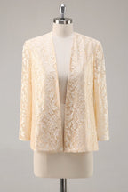 A-Line Scoop Neck Long Sleeve Zipper Up Floor-Length Mother of the Bride Dress
