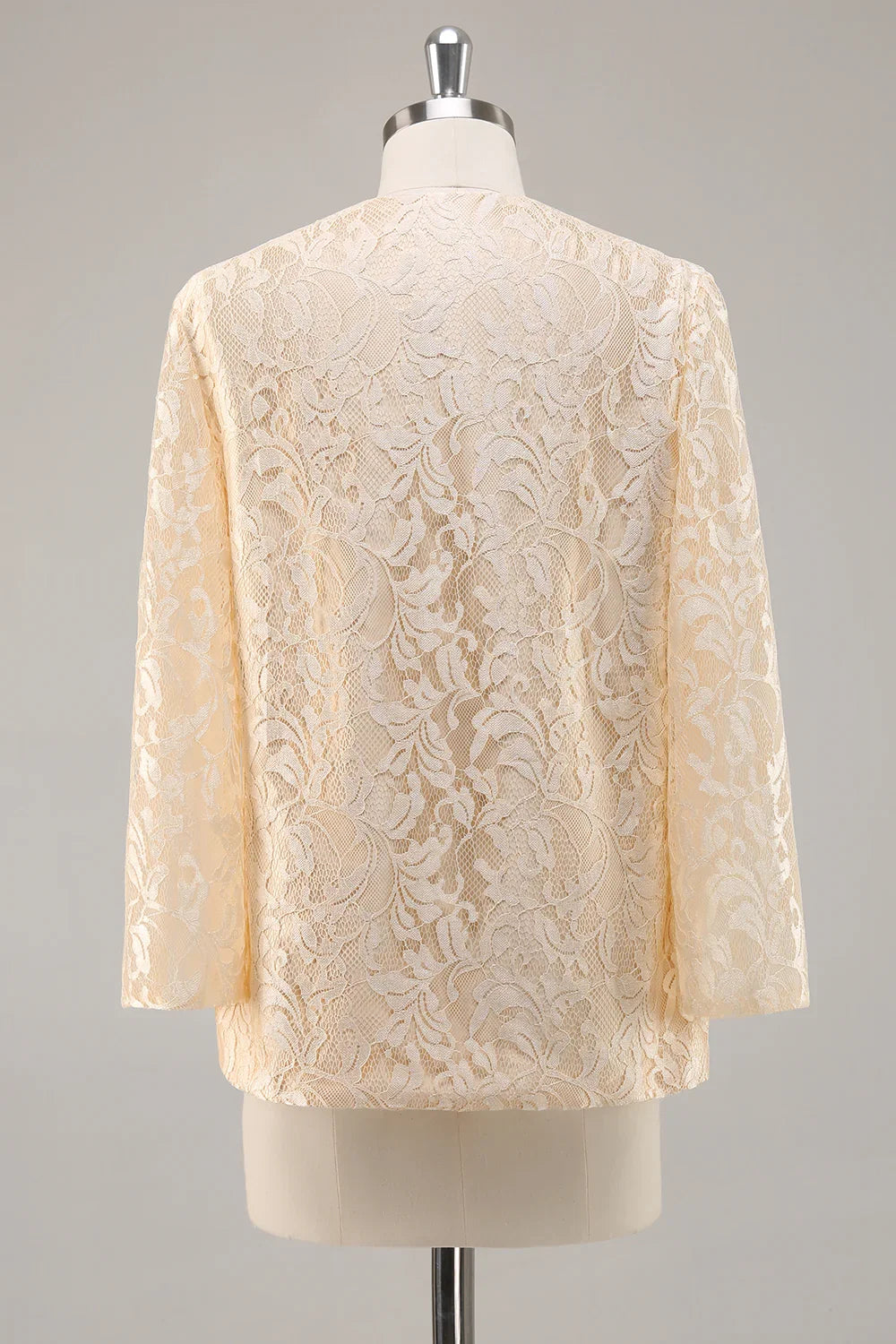 A-Line Scoop Neck Long Sleeve Zipper Up Floor-Length Mother of the Bride Dress