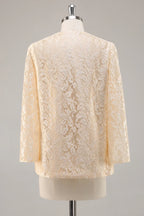 A-Line Scoop Neck Long Sleeve Zipper Up Floor-Length Mother of the Bride Dress