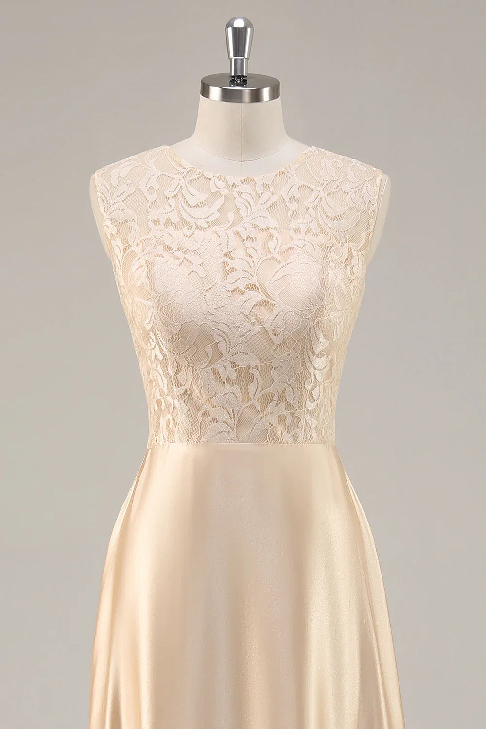 A-Line Scoop Neck Long Sleeve Zipper Up Floor-Length Mother of the Bride Dress
