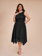 A-Line Scoop Neck Sleeveless Tea Length Plus Size Mother of the Bride Dress