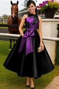 A-Line Sleeveless High Neck Bow(s) Ankle-Length Mother of the Bride Dress
