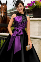 A-Line Sleeveless High Neck Bow(s) Ankle-Length Mother of the Bride Dress
