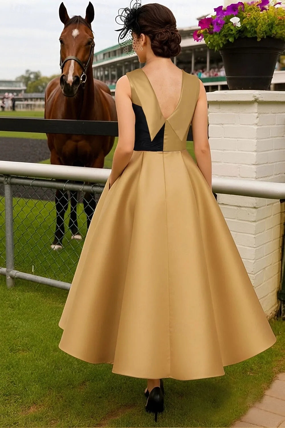 A-Line Sleeveless High Neck Bow(s) Ankle-Length Mother of the Bride Dress