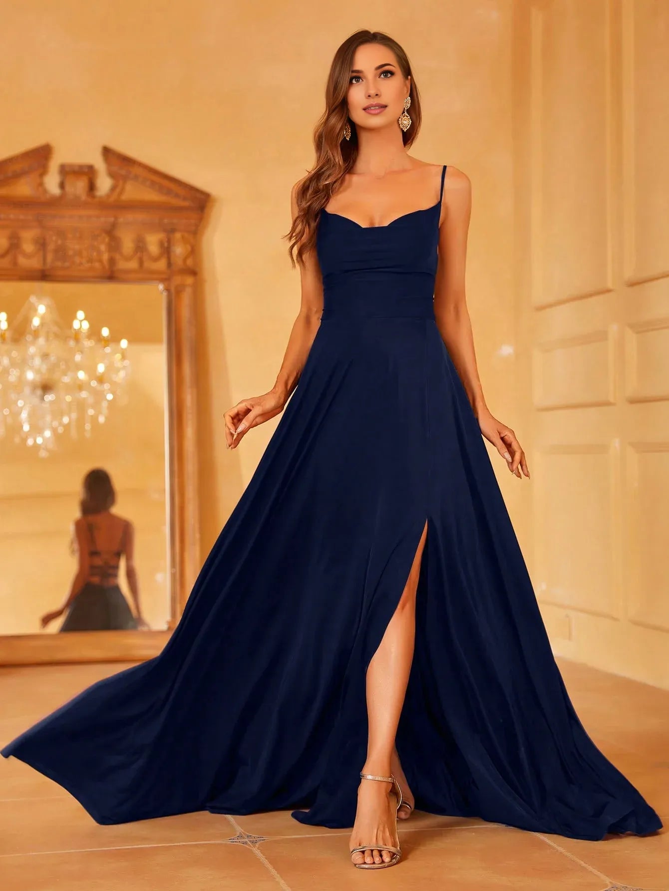 A-Line Spaghetti Strap Sleeveless Up Floor-Length Prom Dress