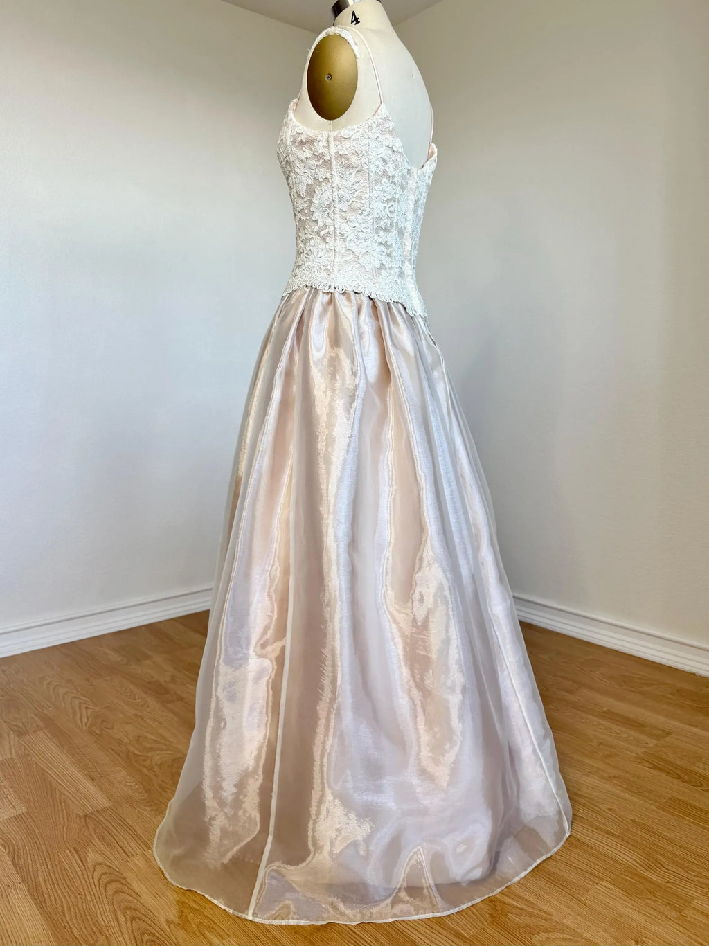 Prom Dress Blush Organza A Line Corset Lace Bodice Spaghetti Straps Glamorous Gown For Teens