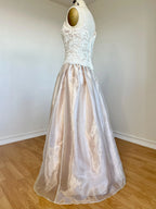 Prom Dress Blush Organza A Line Corset Lace Bodice Spaghetti Straps Glamorous Gown For Teens