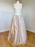 Prom Dress Blush Organza A Line Corset Lace Bodice Spaghetti Straps Glamorous Gown For Teens