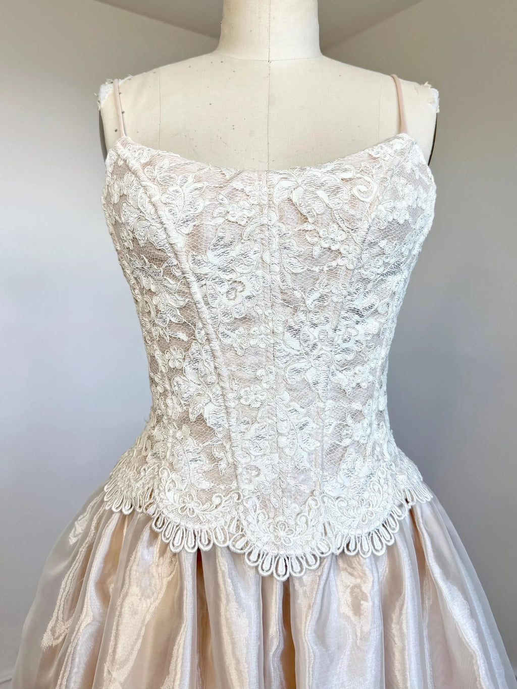 Prom Dress Blush Organza A Line Corset Lace Bodice Spaghetti Straps Glamorous Gown For Teens