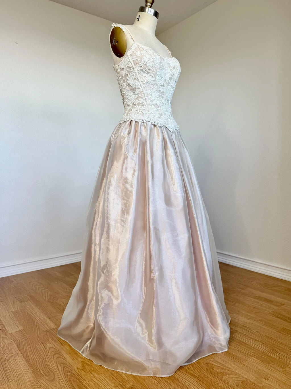 Prom Dress Blush Organza A Line Corset Lace Bodice Spaghetti Straps Glamorous Gown For Teens