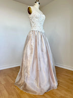 Prom Dress Blush Organza A Line Corset Lace Bodice Spaghetti Straps Glamorous Gown For Teens