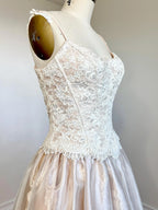 Prom Dress Blush Organza A Line Corset Lace Bodice Spaghetti Straps Glamorous Gown For Teens