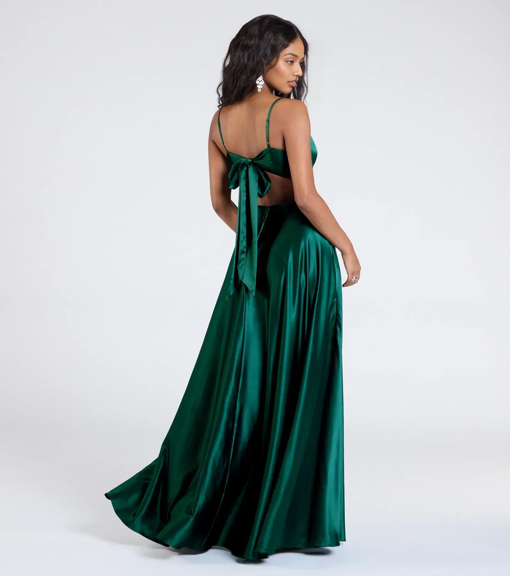 A-Line Spaghetti Straps Sleeveless Floor-Length Prom Dress