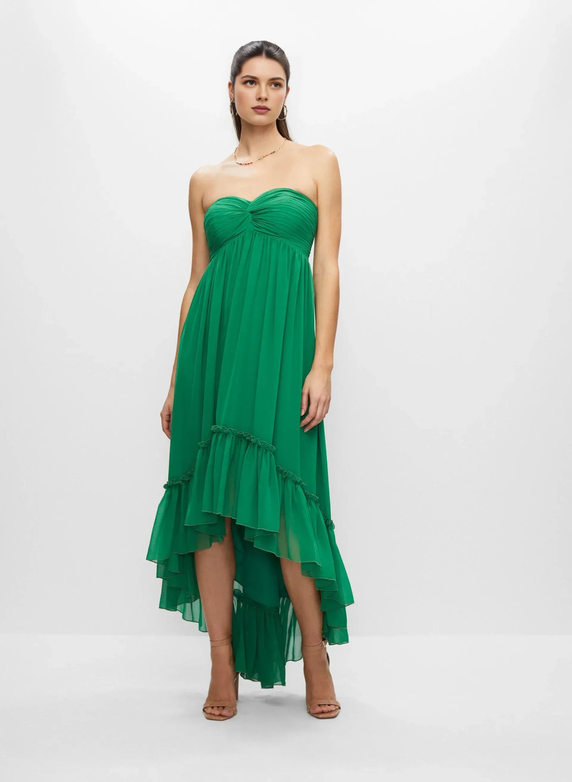 A-Line Spaghetti Straps Sleeveless Zipper Up Asymmetrical-Length Prom Dress