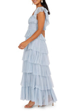 A-Line Square Neck Cap Sleeve Backless Floor-Length Prom Dress
