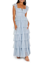 A-Line Square Neck Cap Sleeve Backless Floor-Length Prom Dress