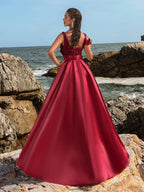 A-Line Square Neck Sleeveless Backless Floor-Length Prom Dress