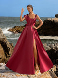 A-Line Square Neck Sleeveless Backless Floor-Length Prom Dress