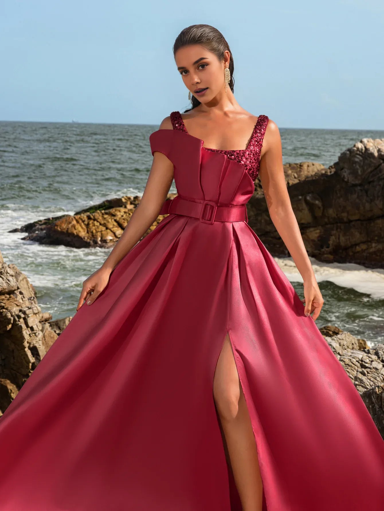 A-Line Square Neck Sleeveless Backless Floor-Length Prom Dress