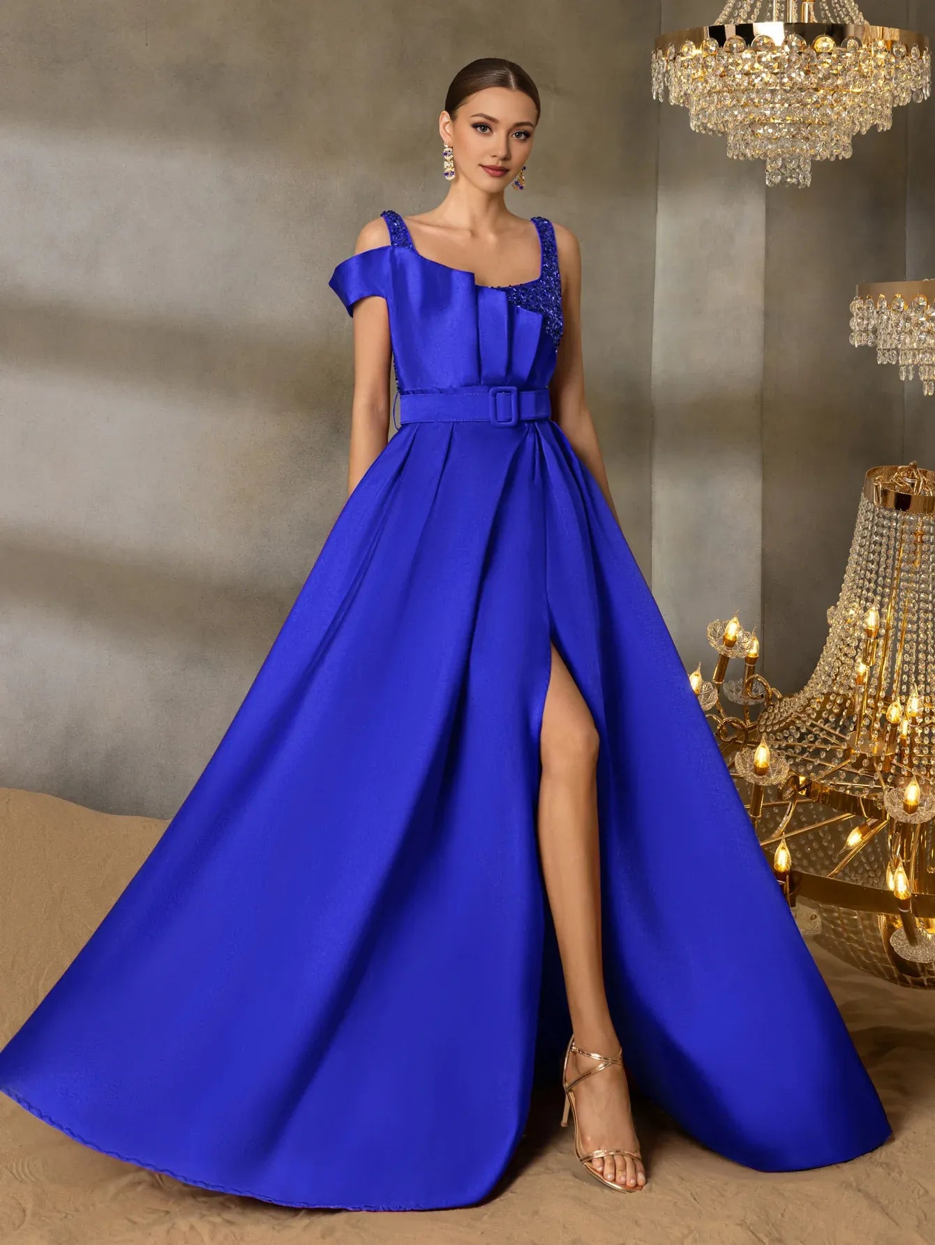 A-Line Square Neck Sleeveless Backless Floor-Length Prom Dress
