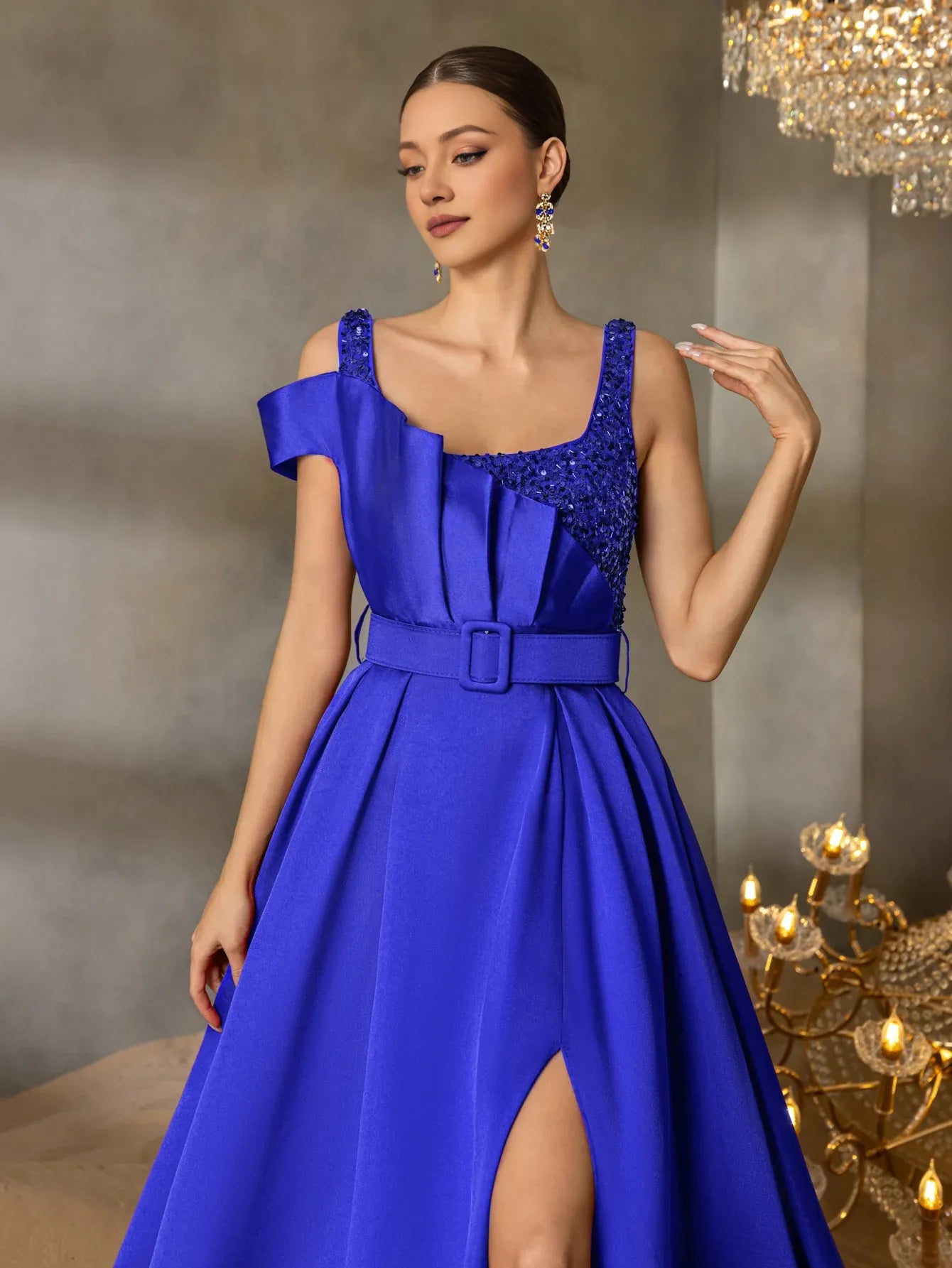 A-Line Square Neck Sleeveless Backless Floor-Length Prom Dress