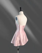 Pink Satin A Line Homecoming Dress With Flattering Square Neck And Spaghetti Straps For Teens