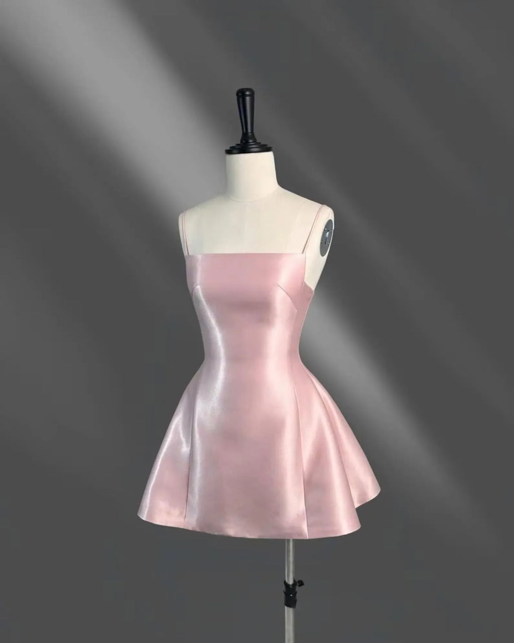 Pink Satin A Line Homecoming Dress With Flattering Square Neck And Spaghetti Straps For Teens