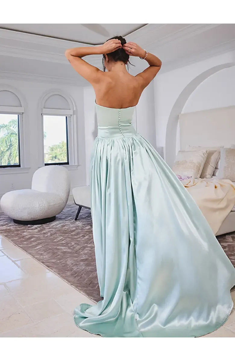 A-Line Strapless Neck Sleeveless Floor-Length Prom Dress