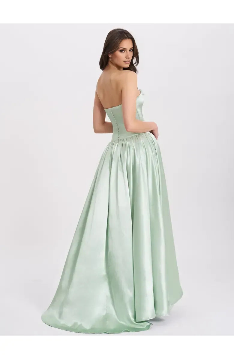 A-Line Strapless Neck Sleeveless Floor-Length Prom Dress