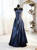 A-Line Strapless Sleeveless Backless Floor-Length Prom Dress