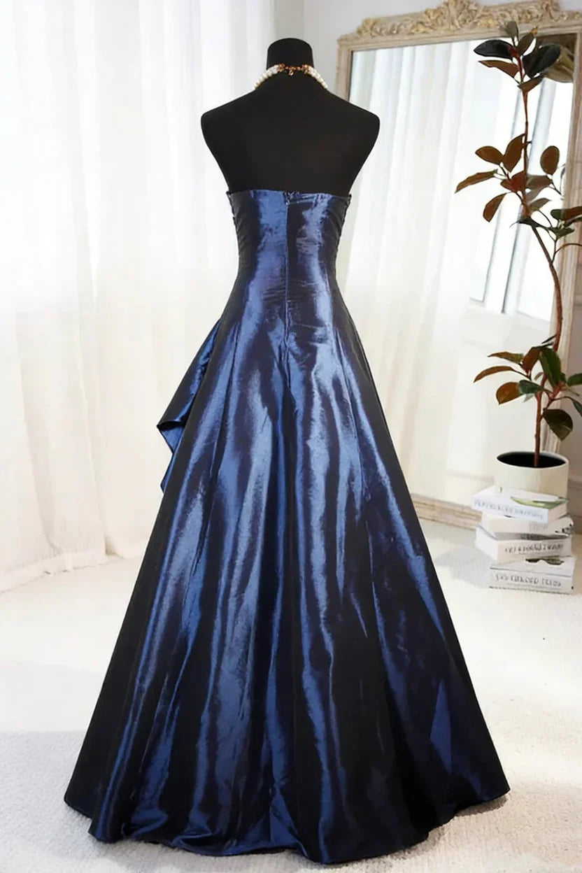 A-Line Strapless Sleeveless Backless Floor-Length Prom Dress