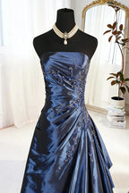 A-Line Strapless Sleeveless Backless Floor-Length Prom Dress