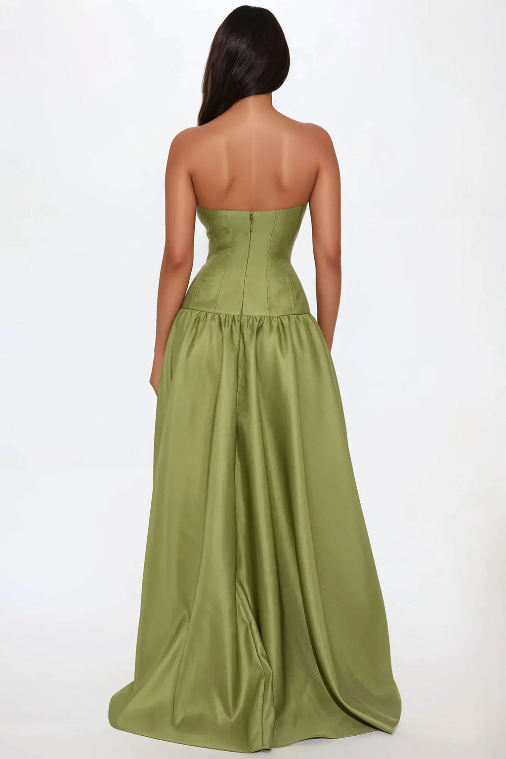 A-Line Strapless Sleeveless Zipper Back Floor Length Prom Dress